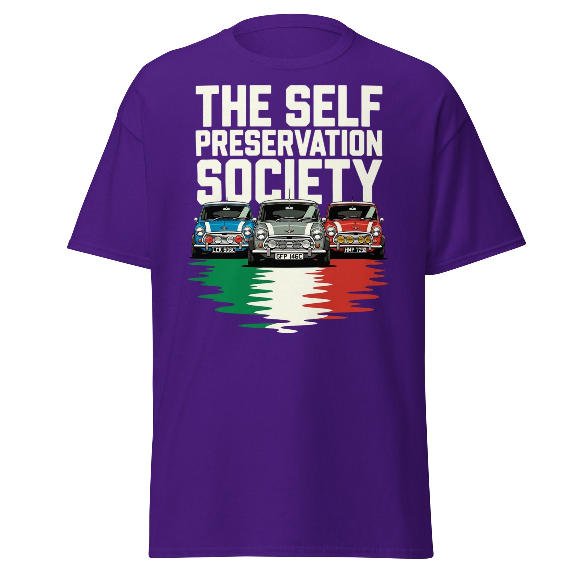 Self Preservation Society T-Shirt - Classic British Icon Tee - Purple - T-Shirts Online
