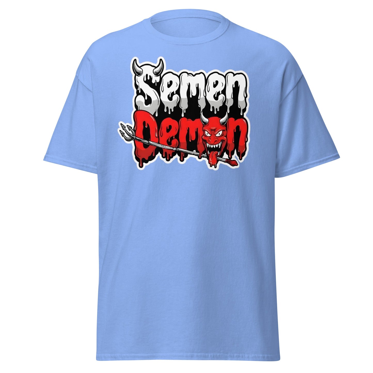 Semen Demon T-Shirt – Edgy Adult Humor Graphic Tee - Carolina Blue - T-Shirts Online