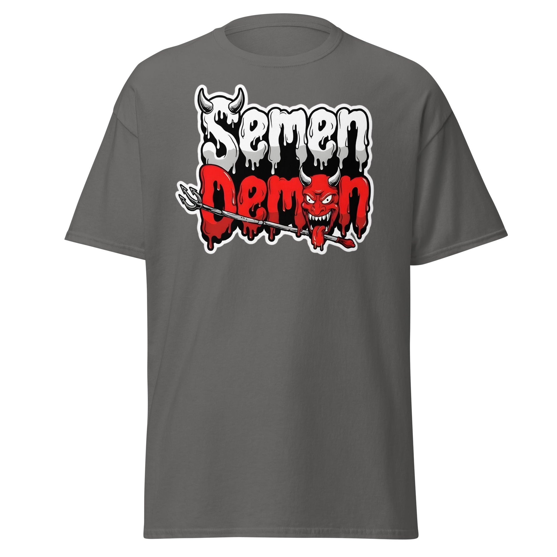 Semen Demon T-Shirt – Edgy Adult Humor Graphic Tee - Charcoal - T-Shirts Online