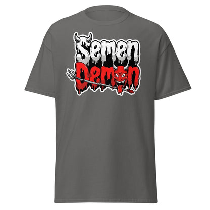Semen Demon T-Shirt – Edgy Adult Humor Graphic Tee - Charcoal - T-Shirts Online