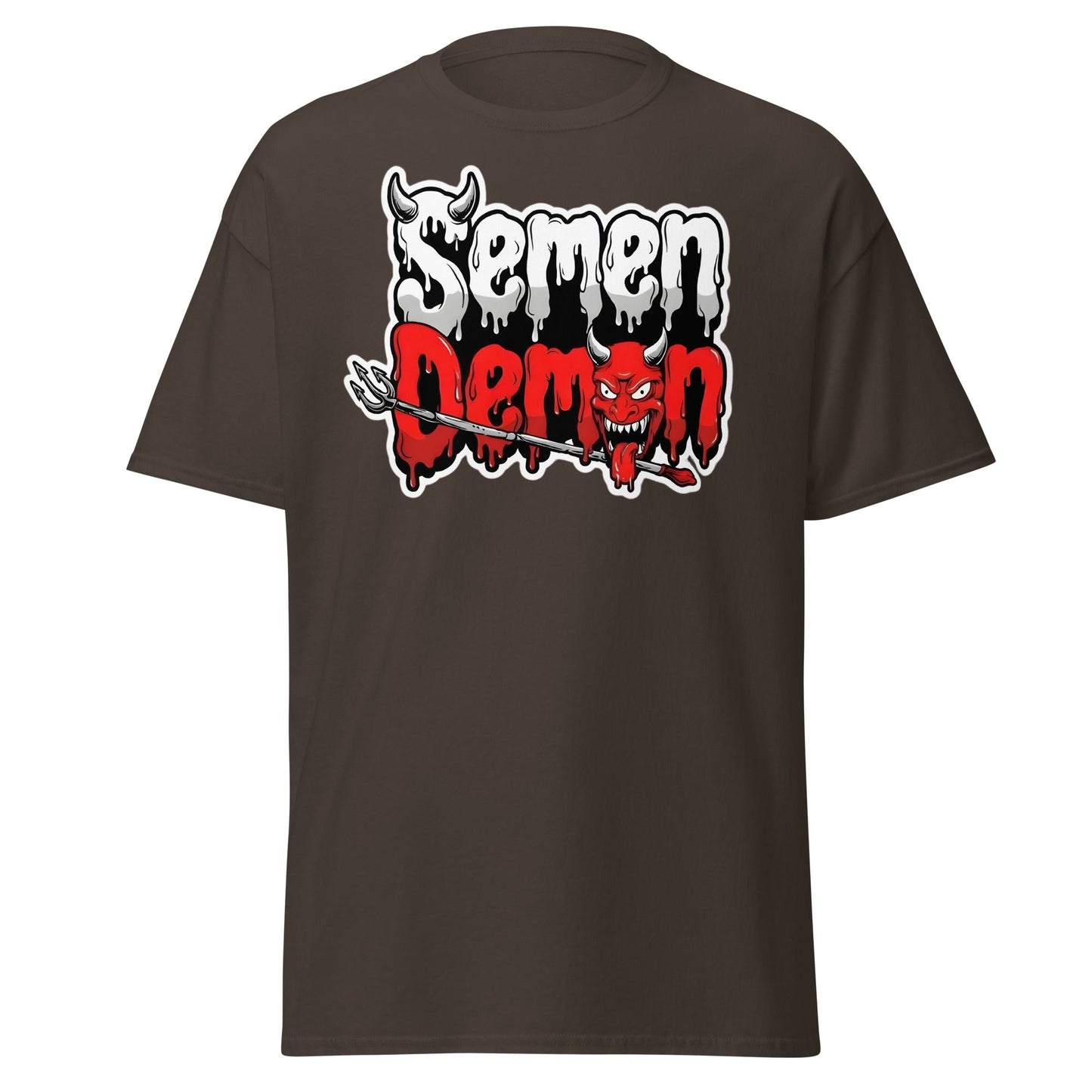 Semen Demon T-Shirt – Edgy Adult Humor Graphic Tee - Dark Chocolate - T-Shirts Online