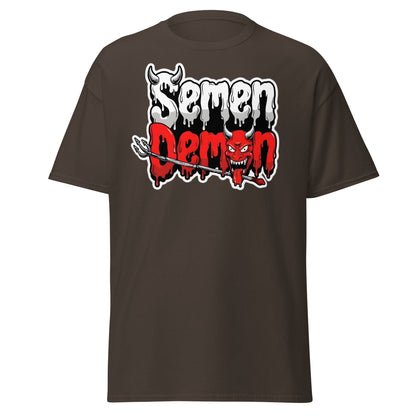 Semen Demon T-Shirt – Edgy Adult Humor Graphic Tee - Dark Chocolate - T-Shirts Online