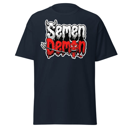 Semen Demon T-Shirt – Edgy Adult Humor Graphic Tee - Navy - T-Shirts Online