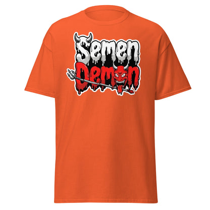 Semen Demon T-Shirt – Edgy Adult Humor Graphic Tee - Orange - T-Shirts Online