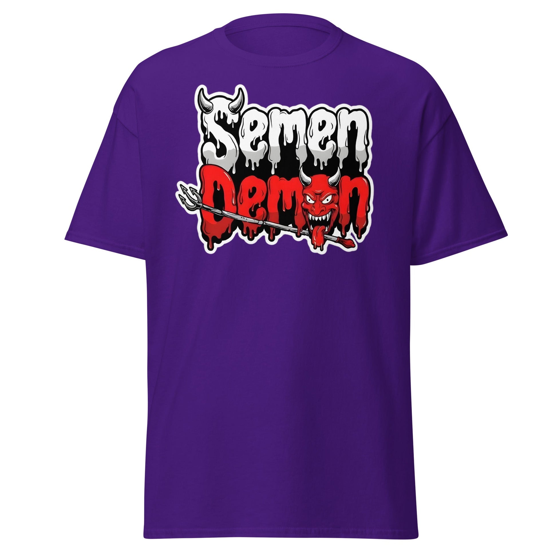 Semen Demon T-Shirt – Edgy Adult Humor Graphic Tee - Purple - T-Shirts Online