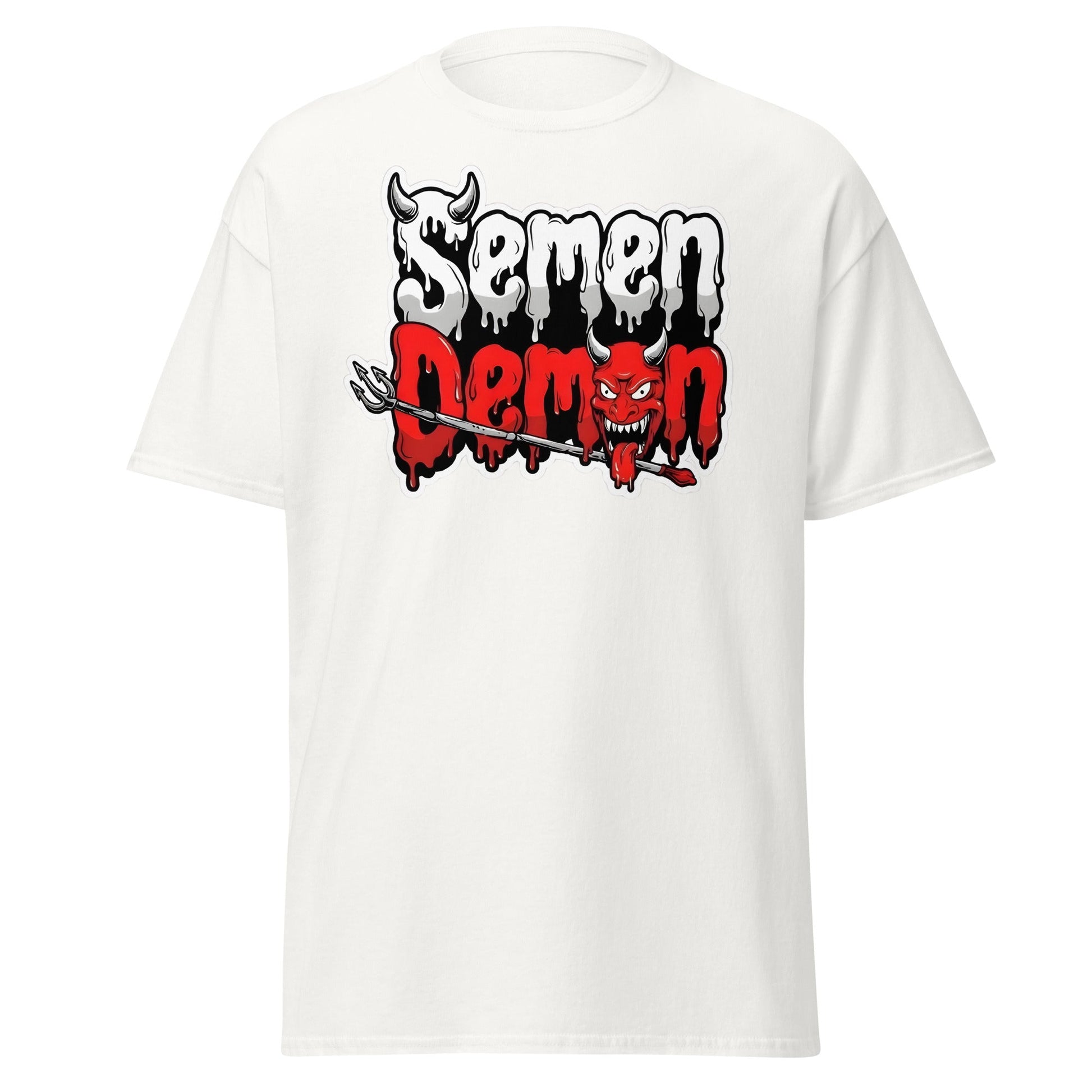 Semen Demon T-Shirt – Edgy Adult Humor Graphic Tee - White - T-Shirts Online