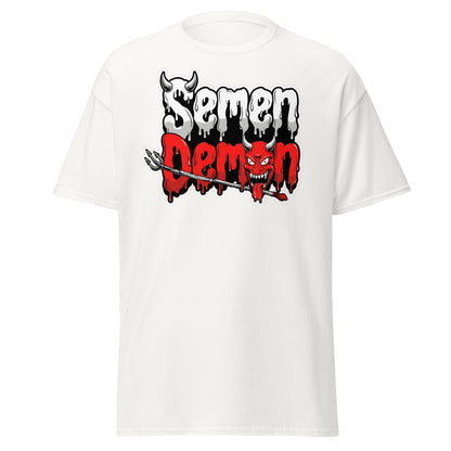 Semen Demon T-Shirt – Edgy Adult Humor Graphic Tee - White - T-Shirts Online