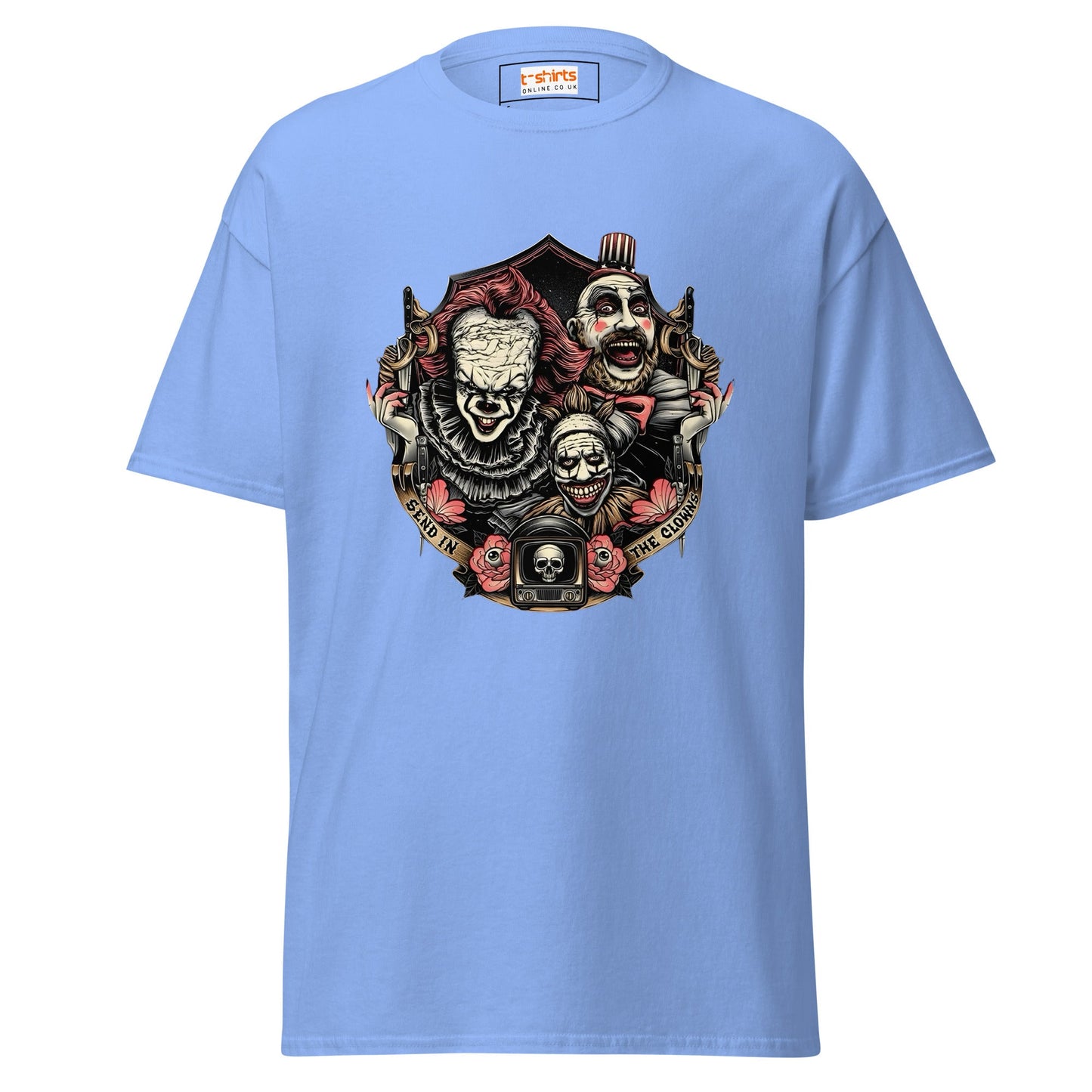 Send in the Clowns | Clown Horror Movie T-Shirt - Carolina Blue - T-Shirts Online