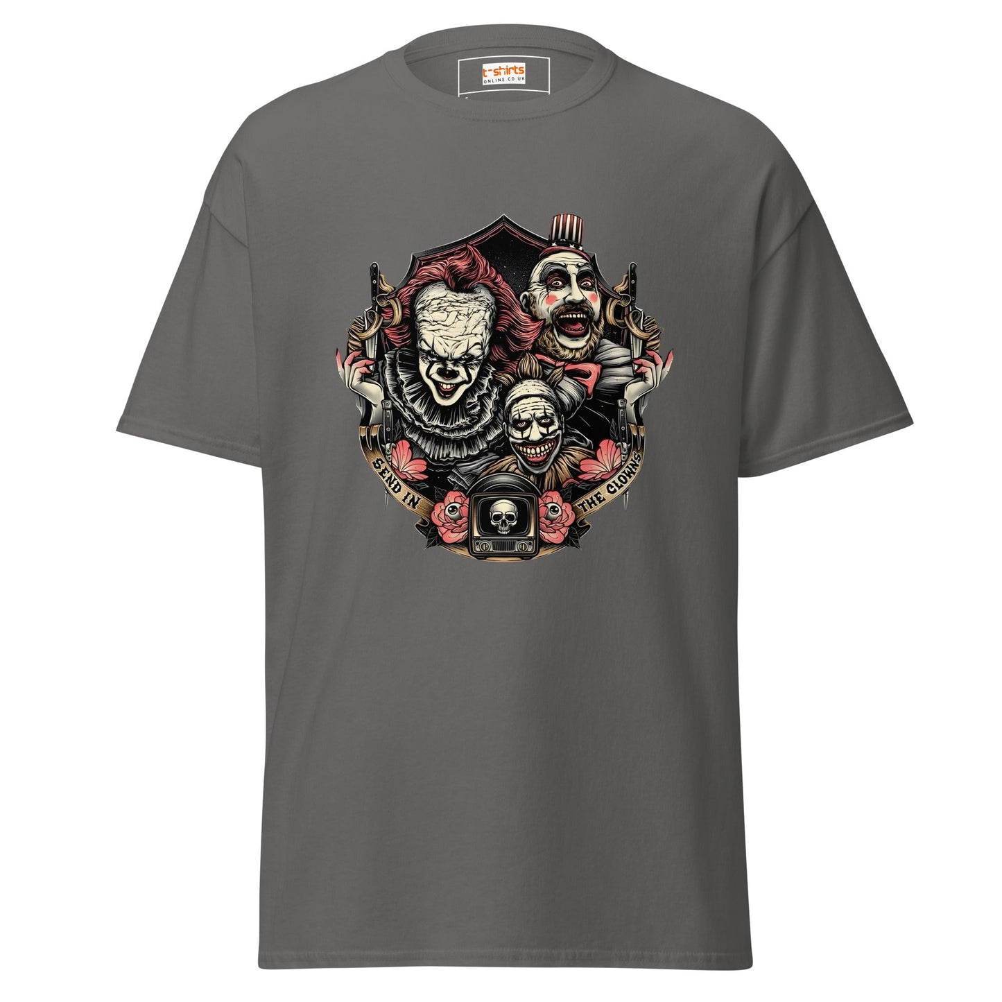 Send in the Clowns | Clown Horror Movie T-Shirt - Charcoal - T-Shirts Online