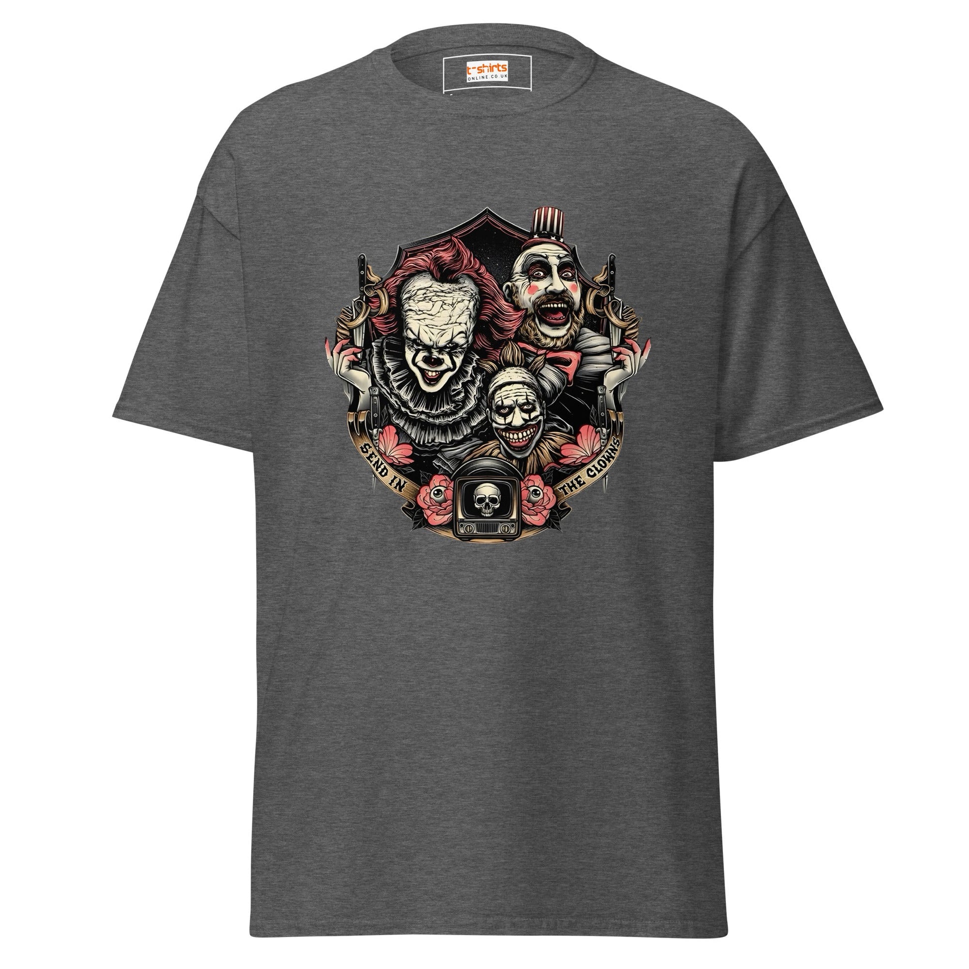 Send in the Clowns | Clown Horror Movie T-Shirt - Dark Heather - T-Shirts Online