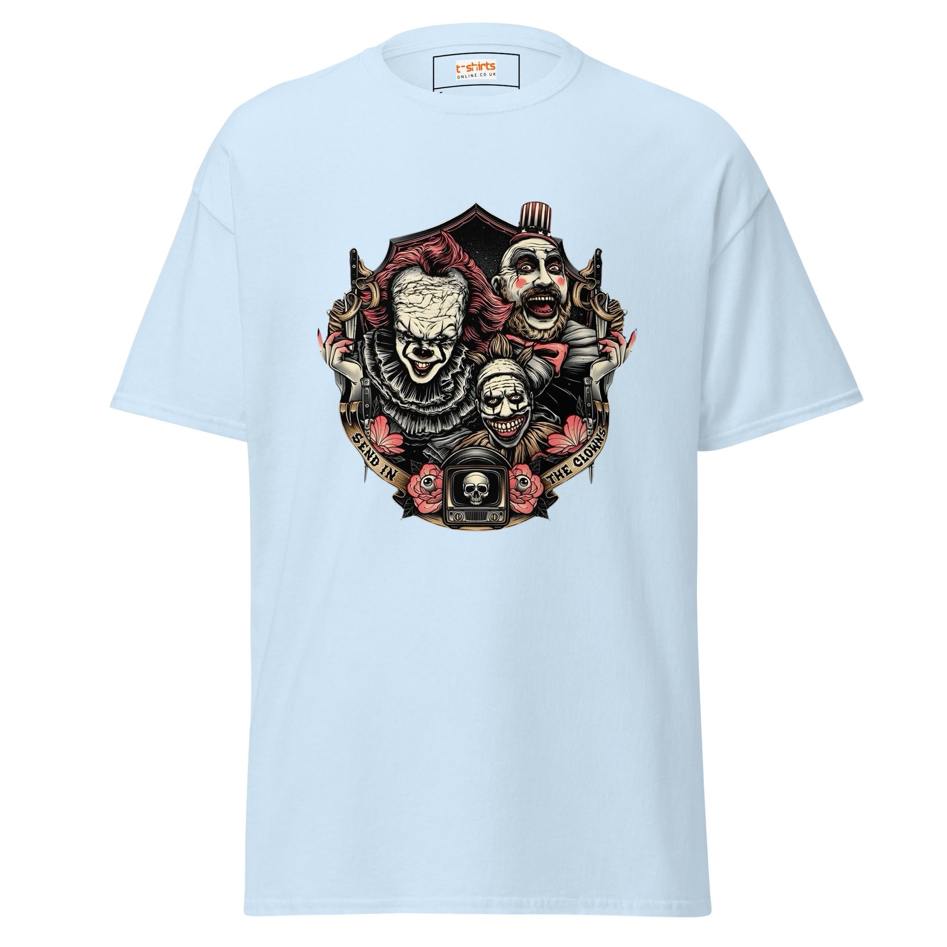 Send in the Clowns | Clown Horror Movie T-Shirt - Light Blue - T-Shirts Online