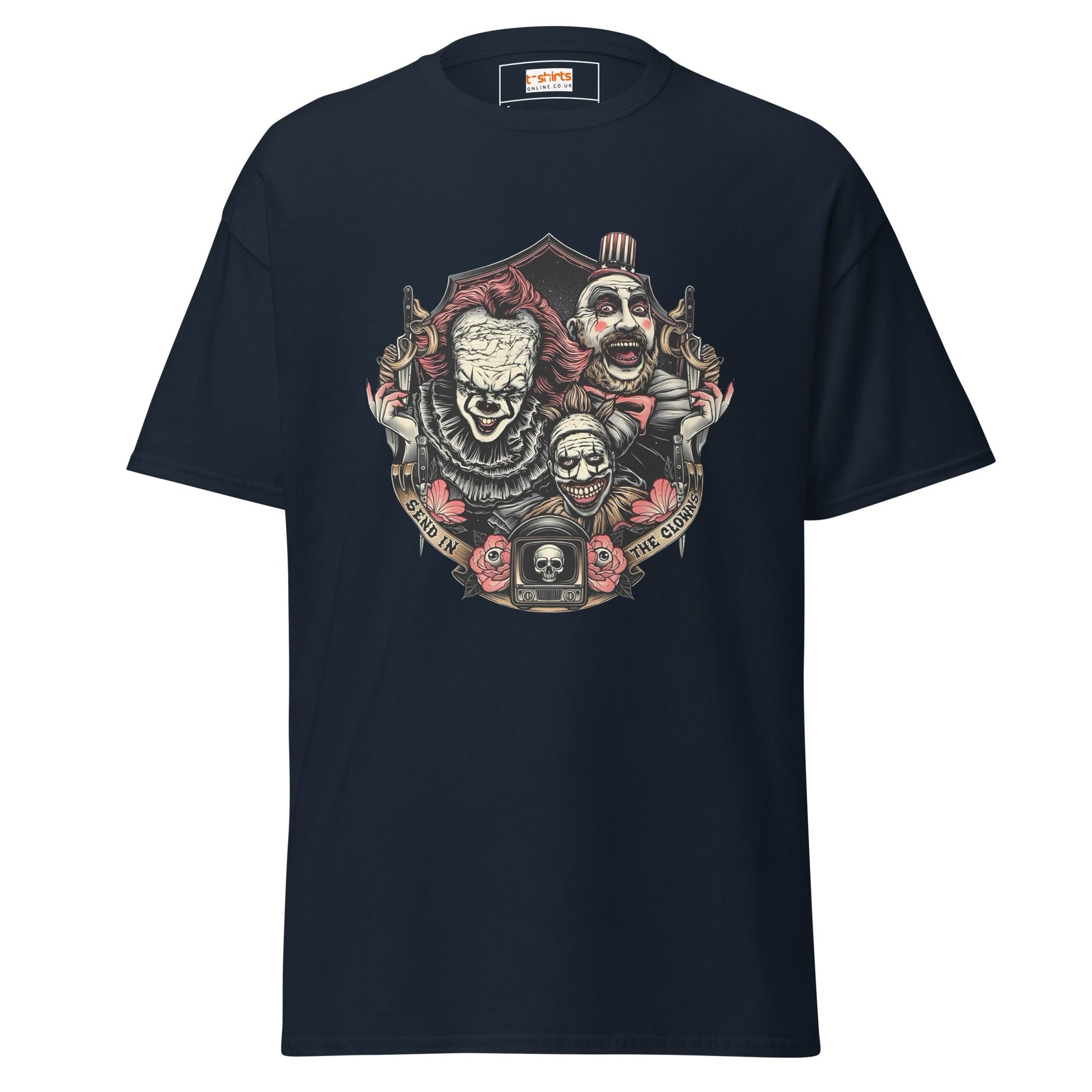 Send in the Clowns | Clown Horror Movie T-Shirt - Navy - T-Shirts Online