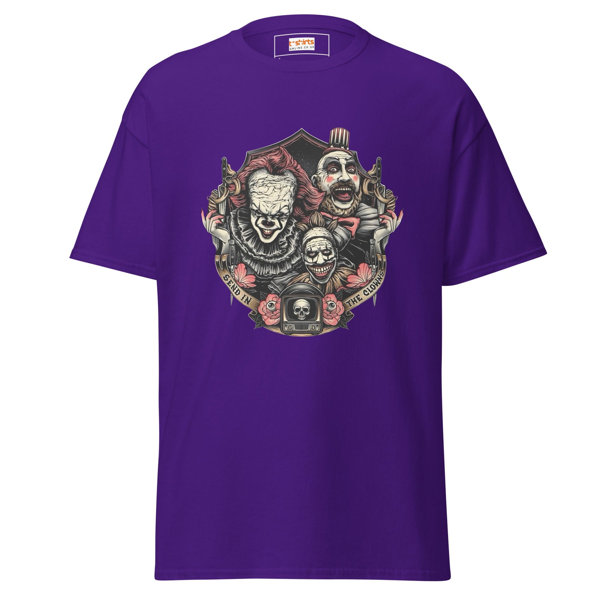 Send in the Clowns | Clown Horror Movie T-Shirt - Purple - T-Shirts Online