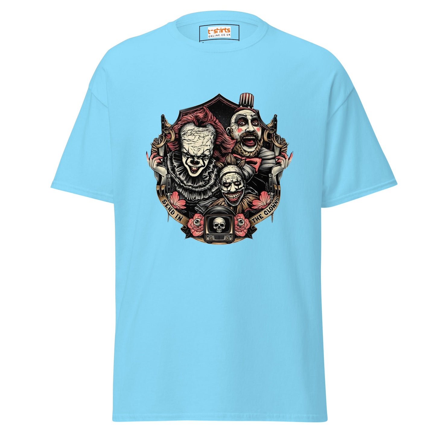 Send in the Clowns | Clown Horror Movie T-Shirt - Sky - T-Shirts Online