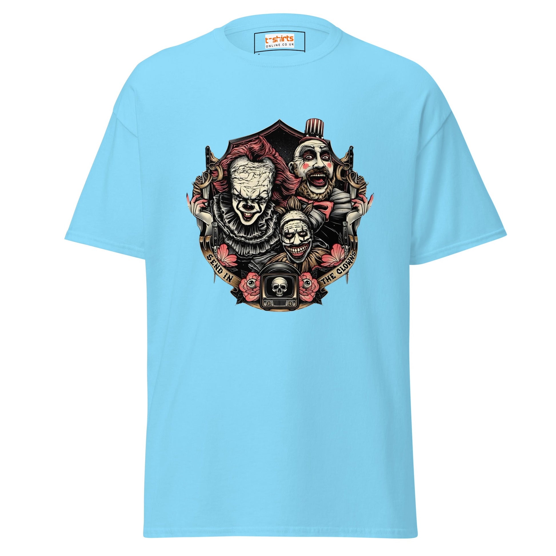 Send in the Clowns | Clown Horror Movie T-Shirt - Sky - T-Shirts Online