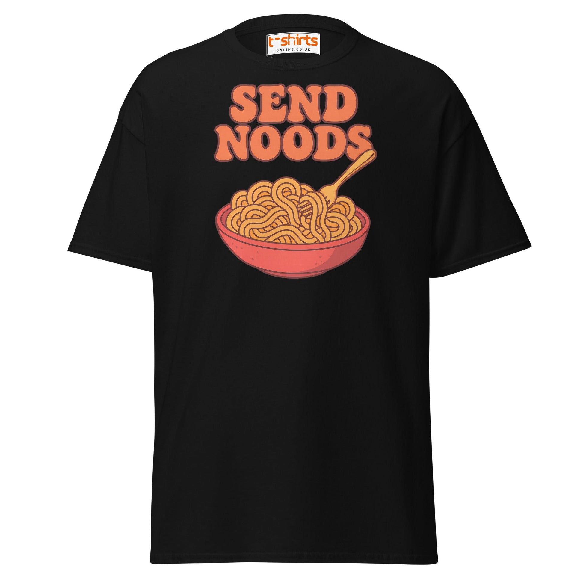 Send Noods T-Shirt – Funny Comic Noodle Pun Tee - Black - T-Shirts Online
