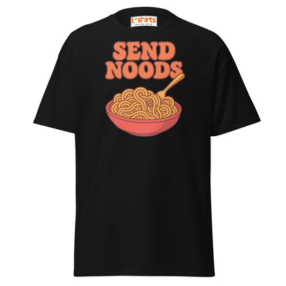 Send Noods T-Shirt – Funny Comic Noodle Pun Tee - Black - T-Shirts Online