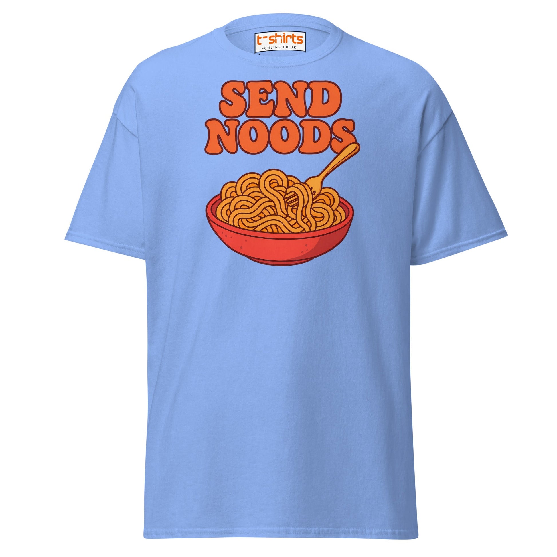 Send Noods T-Shirt – Funny Comic Noodle Pun Tee - Carolina Blue - T-Shirts Online