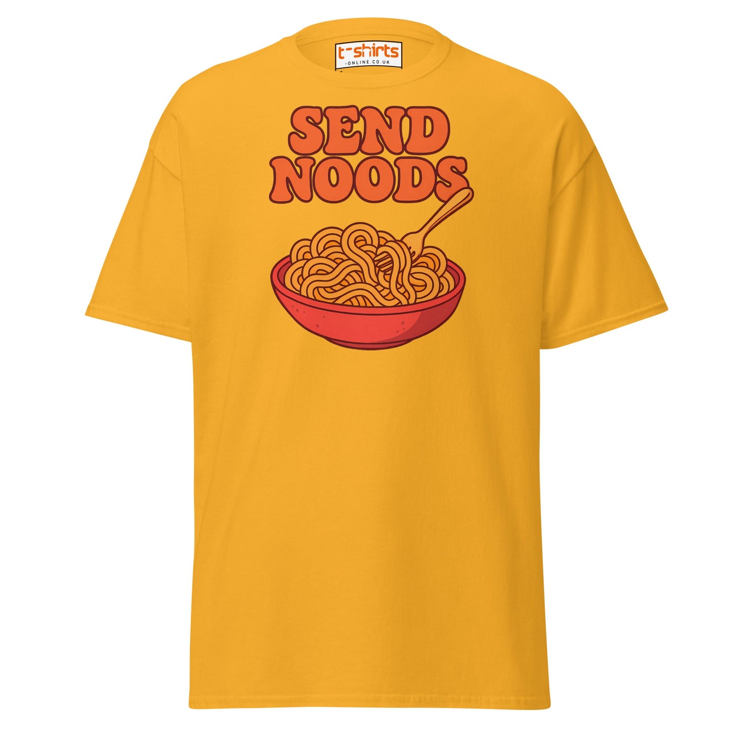 Send Noods T-Shirt – Funny Comic Noodle Pun Tee - Gold - T-Shirts Online