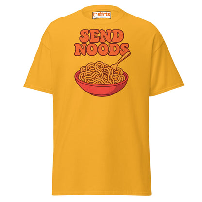 Send Noods T-Shirt – Funny Comic Noodle Pun Tee - Gold - T-Shirts Online