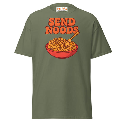Send Noods T-Shirt – Funny Comic Noodle Pun Tee - Military Green - T-Shirts Online