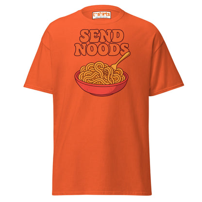 Send Noods T-Shirt – Funny Comic Noodle Pun Tee - Orange - T-Shirts Online