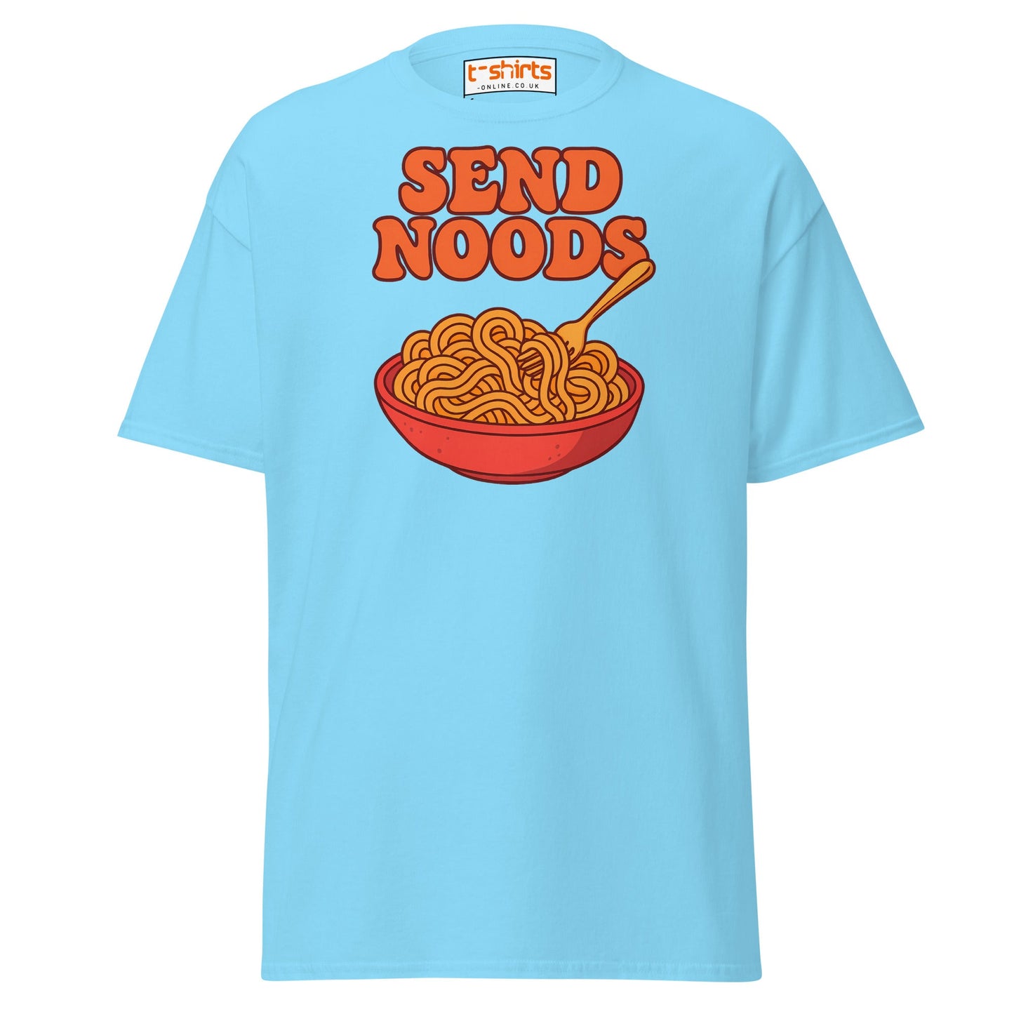 Send Noods T-Shirt – Funny Comic Noodle Pun Tee - Sky - T-Shirts Online