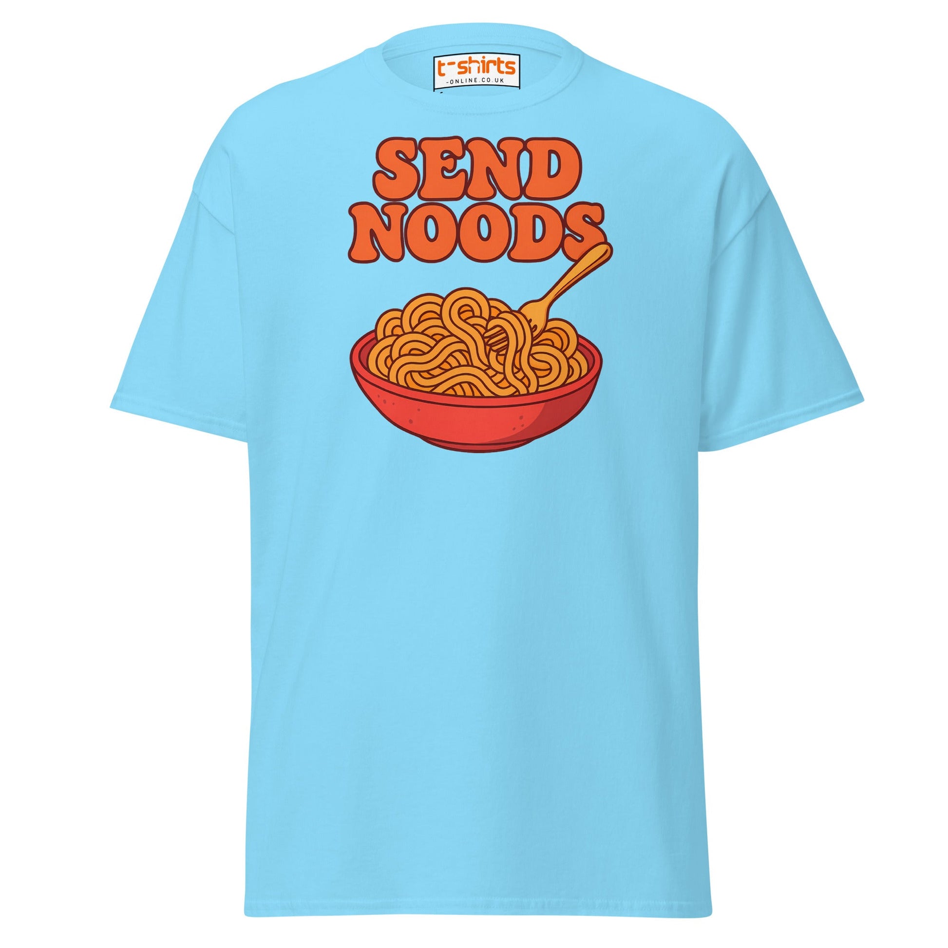 Send Noods T-Shirt – Funny Comic Noodle Pun Tee - Sky - T-Shirts Online