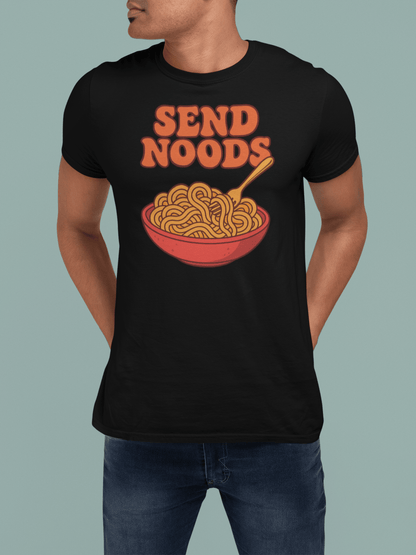 Send Noods T-Shirt – Funny Comic Noodle Pun Tee - White - T-Shirts Online
