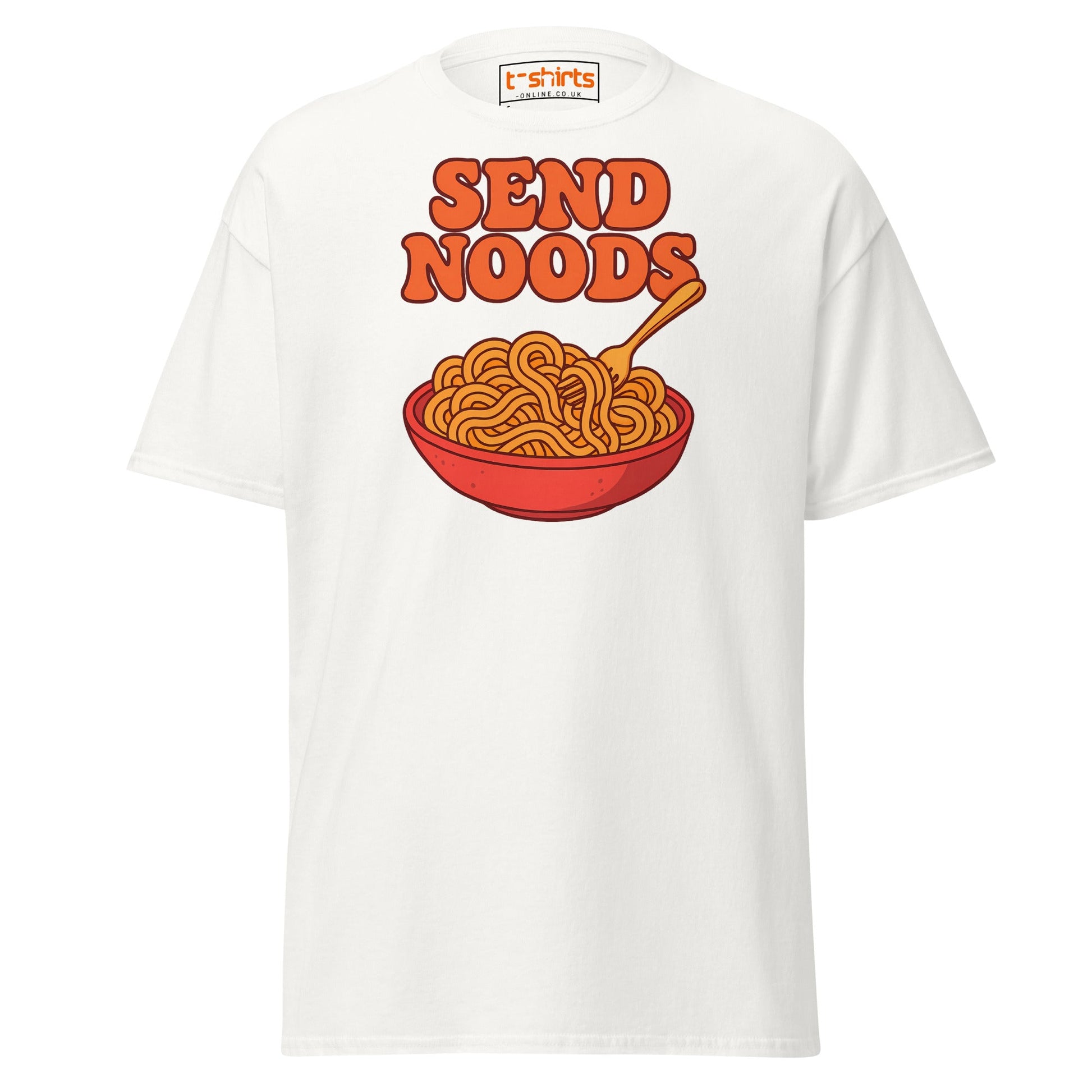 Send Noods T-Shirt – Funny Comic Noodle Pun Tee - White - T-Shirts Online