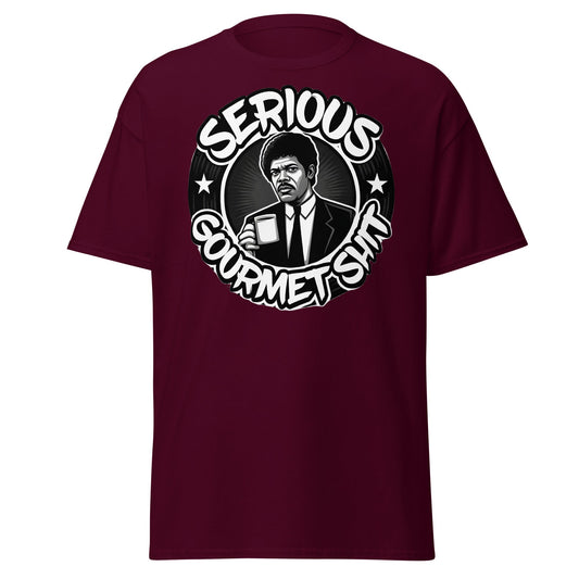 Serious Gourmet Shit Coffee T-Shirt - Cult Movie Fan Tee - Maroon - T-Shirts Online