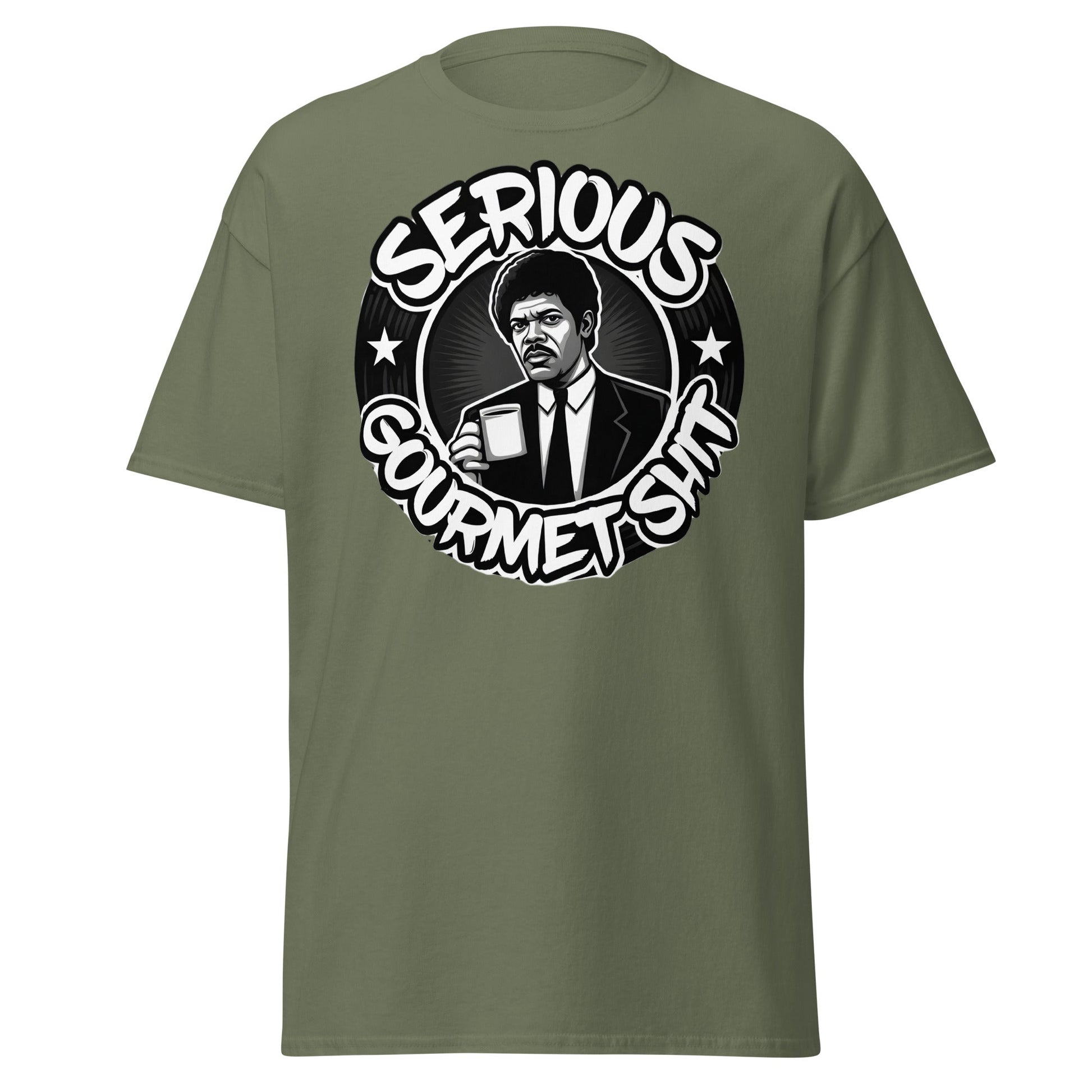 Serious Gourmet Shit Coffee T-Shirt - Cult Movie Fan Tee - Military Green - T-Shirts Online