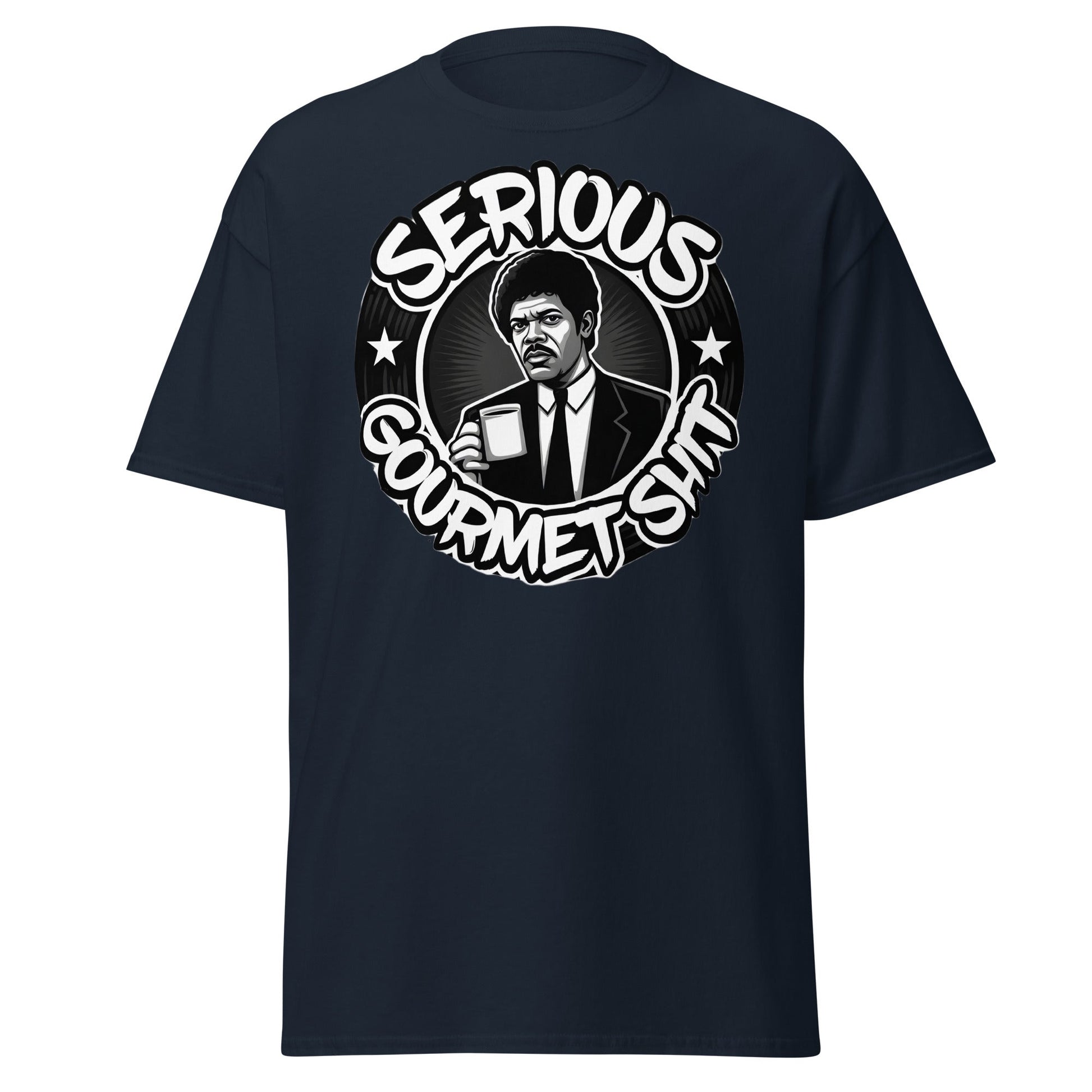 Serious Gourmet Shit Coffee T-Shirt - Cult Movie Fan Tee - Navy - T-Shirts Online