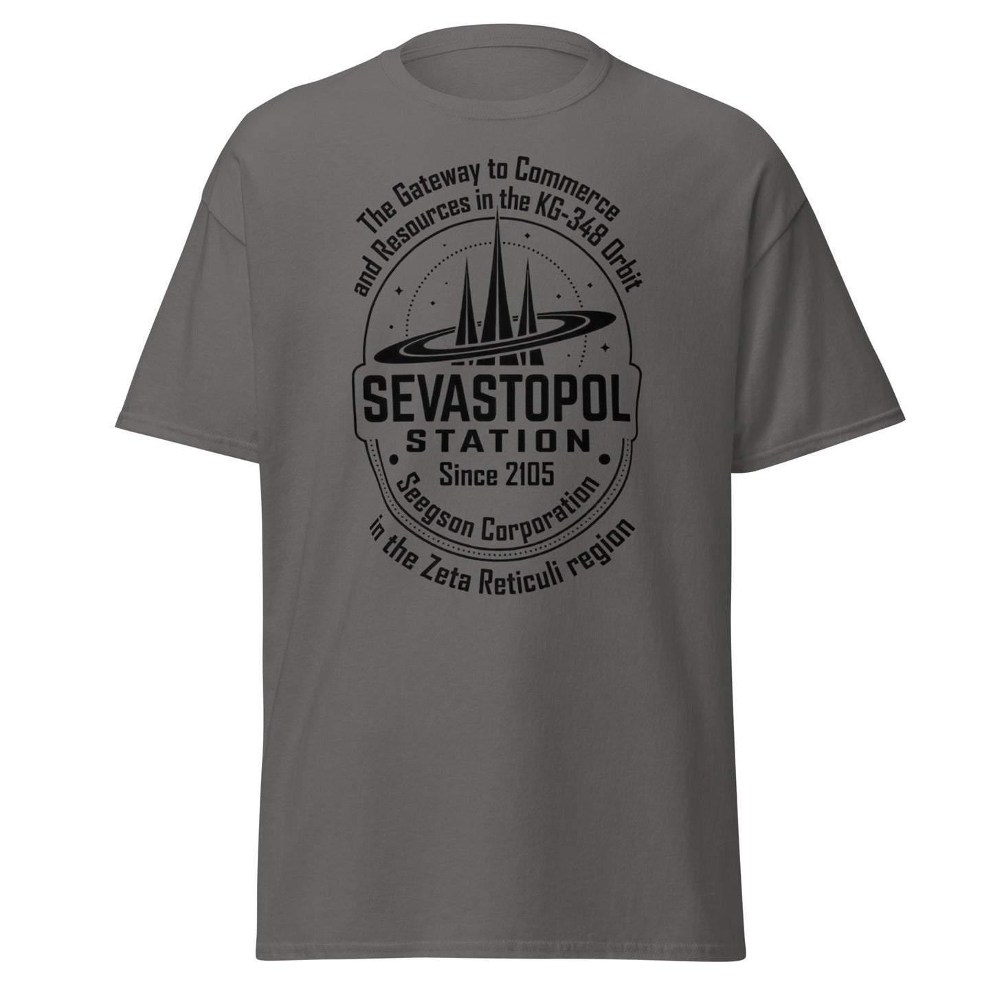 Sevastopol Station T-Shirt | Seegson Corp Sci - Fi Tee - Charcoal - T-Shirts Online