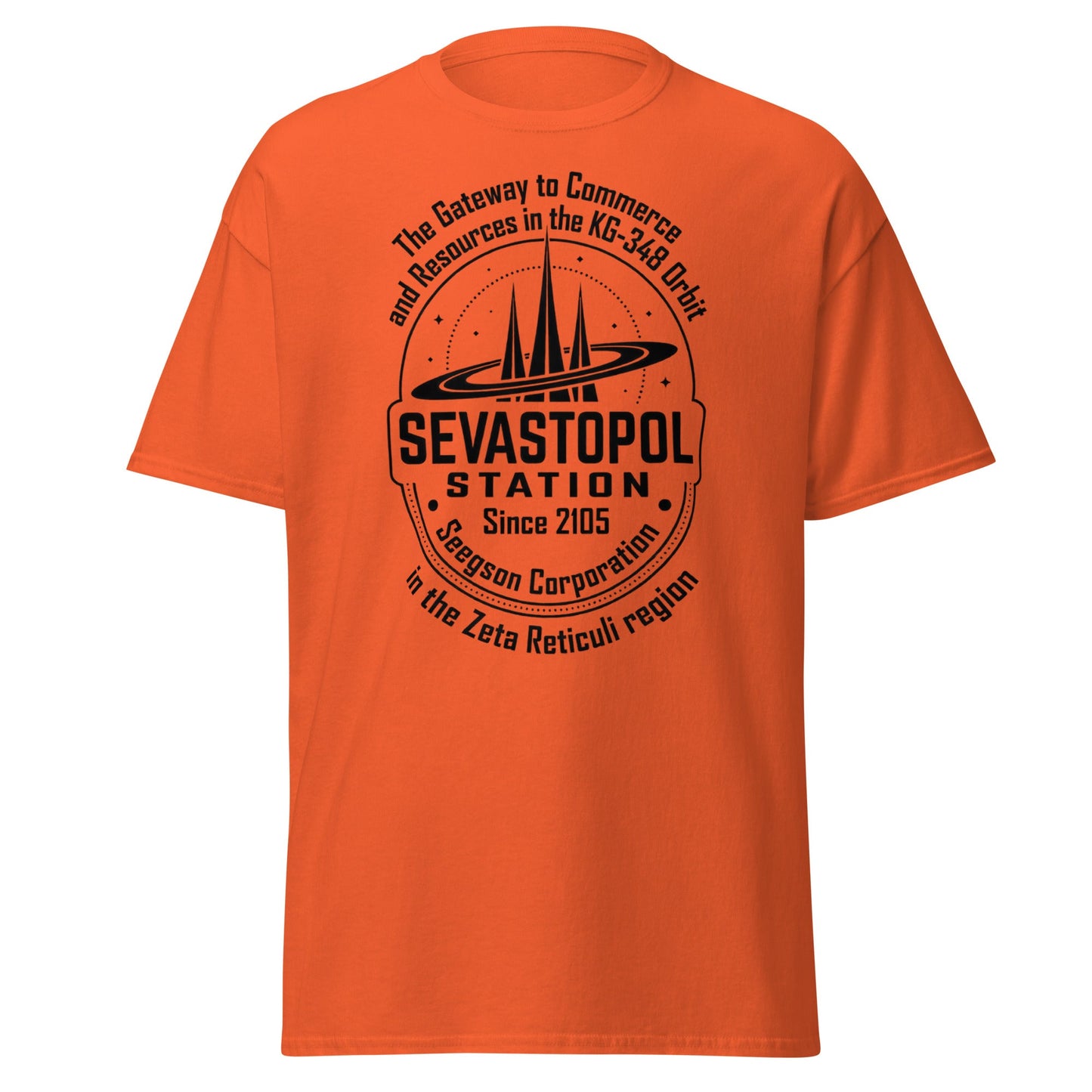 Sevastopol Station T-Shirt | Seegson Corp Sci - Fi Tee - Orange - T-Shirts Online
