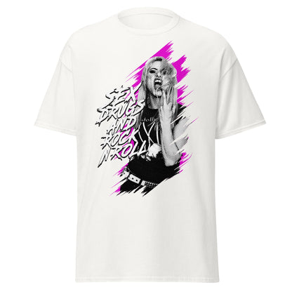 Sex Drugs and Rock N Roll T-Shirt | Women's Graphic Tee - White - T-Shirts Online
