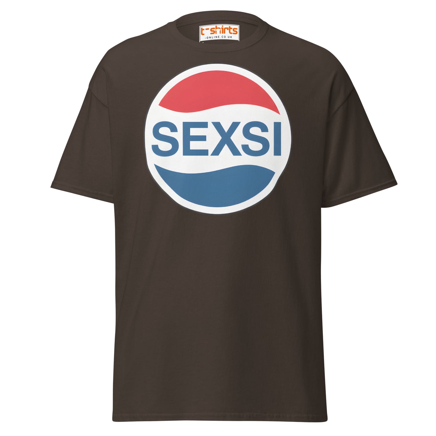 SEXSI Parody Logo T-Shirt – Funny Adult Humor Tee - Dark Chocolate - T-Shirts Online