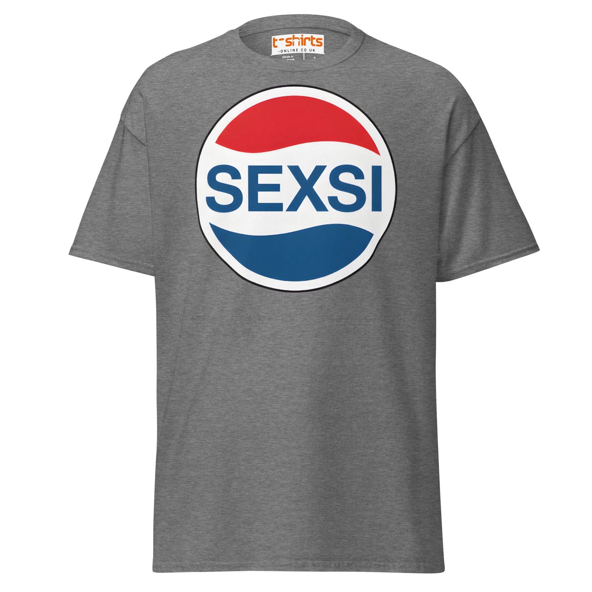 SEXSI Parody Logo T-Shirt – Funny Adult Humor Tee - Graphite Heather - T-Shirts Online