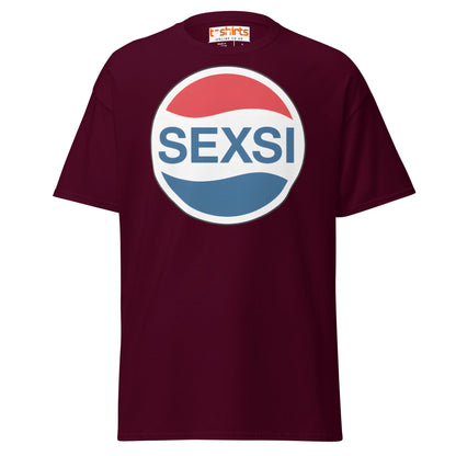 SEXSI Parody Logo T-Shirt – Funny Adult Humor Tee - Maroon - T-Shirts Online