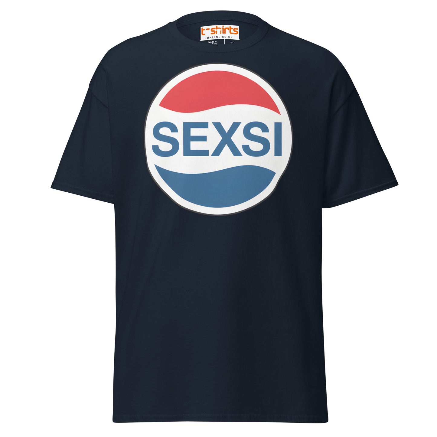 SEXSI Parody Logo T-Shirt – Funny Adult Humor Tee - Navy - T-Shirts Online