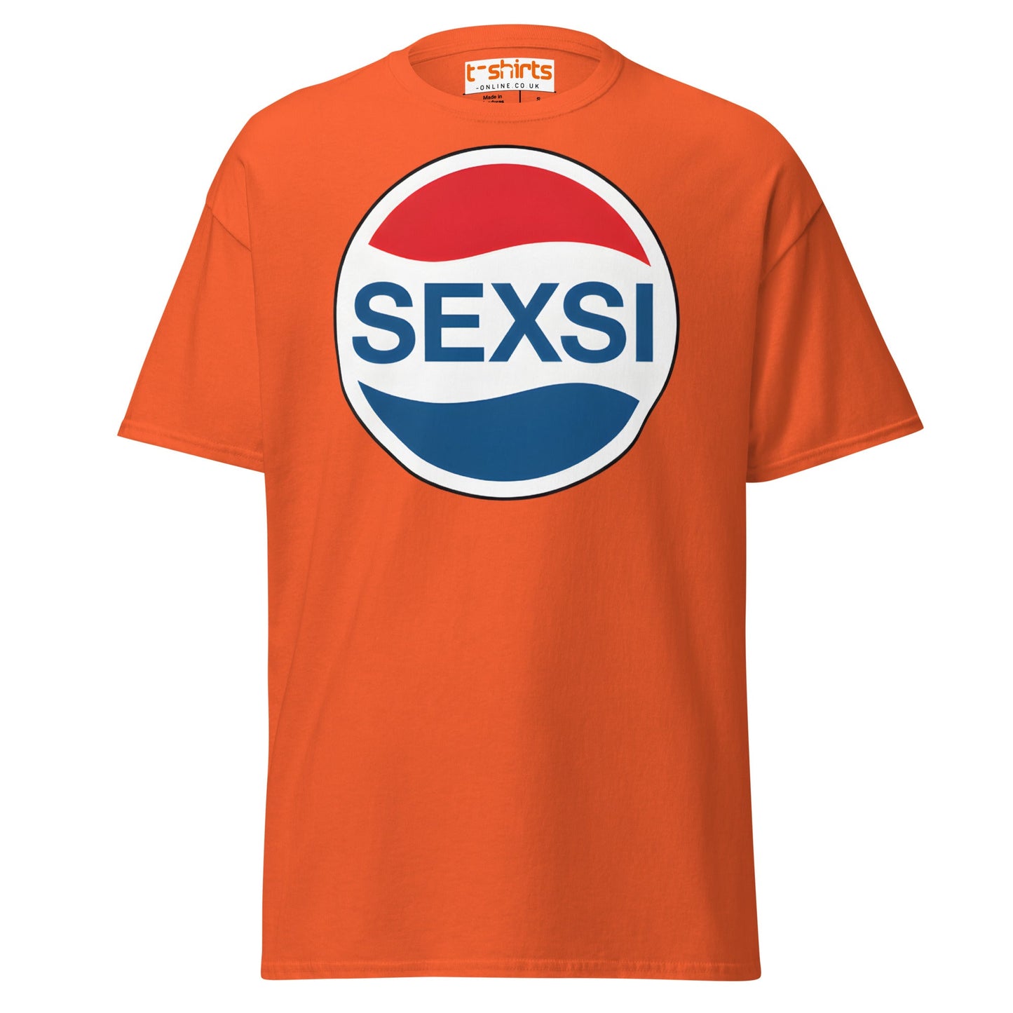 SEXSI Parody Logo T-Shirt – Funny Adult Humor Tee - Orange - T-Shirts Online