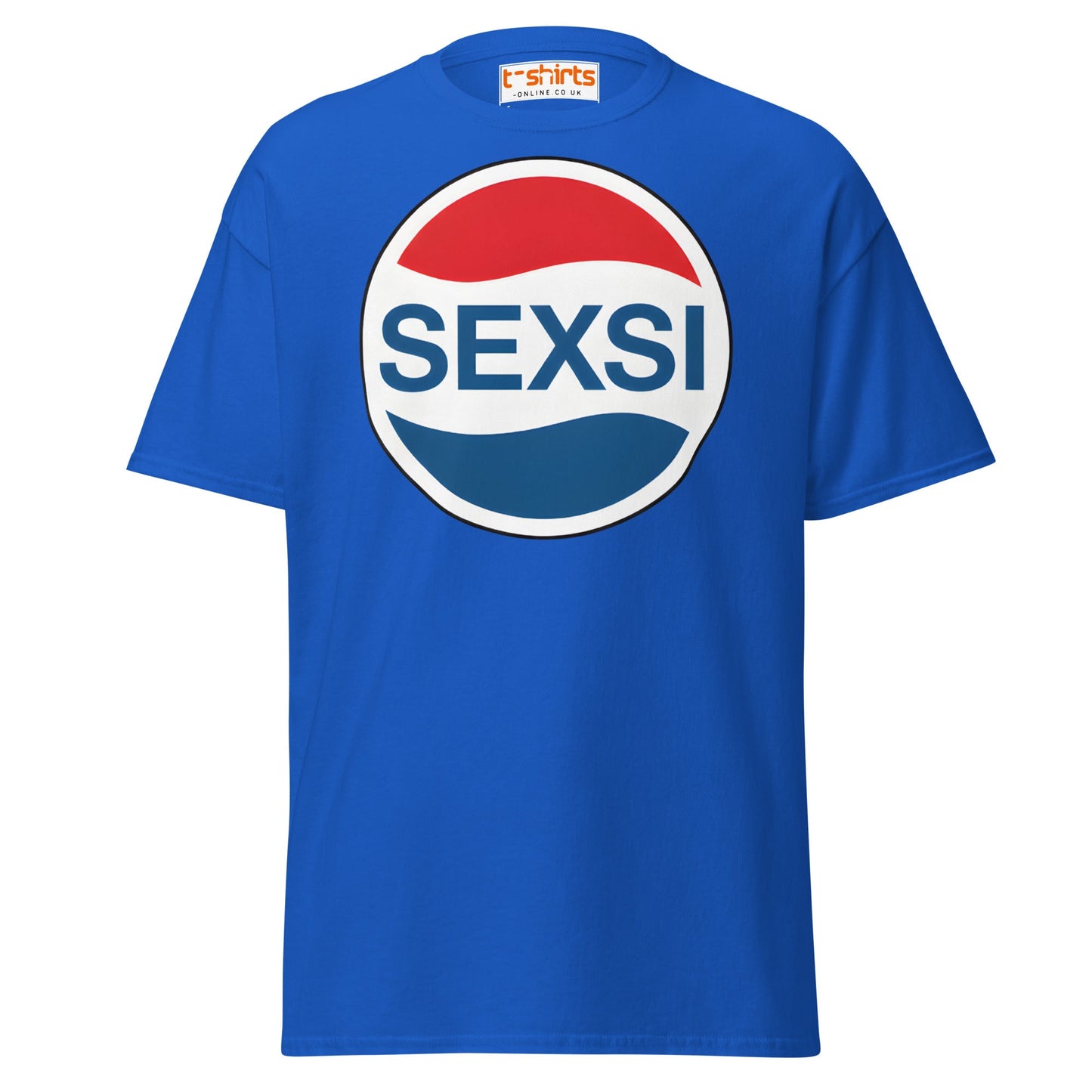 SEXSI Parody Logo T-Shirt – Funny Adult Humor Tee - Royal - T-Shirts Online