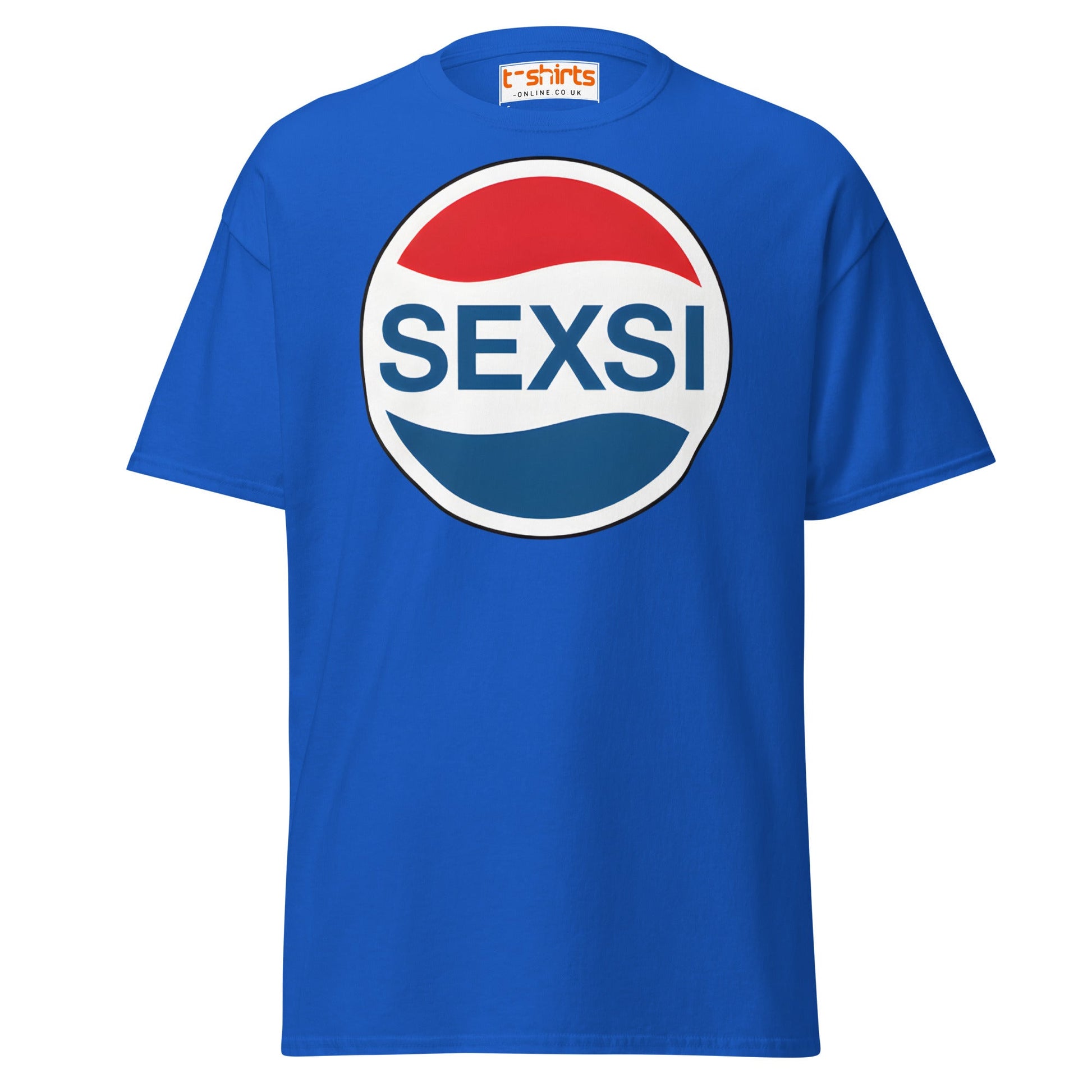 SEXSI Parody Logo T-Shirt – Funny Adult Humor Tee - Royal - T-Shirts Online