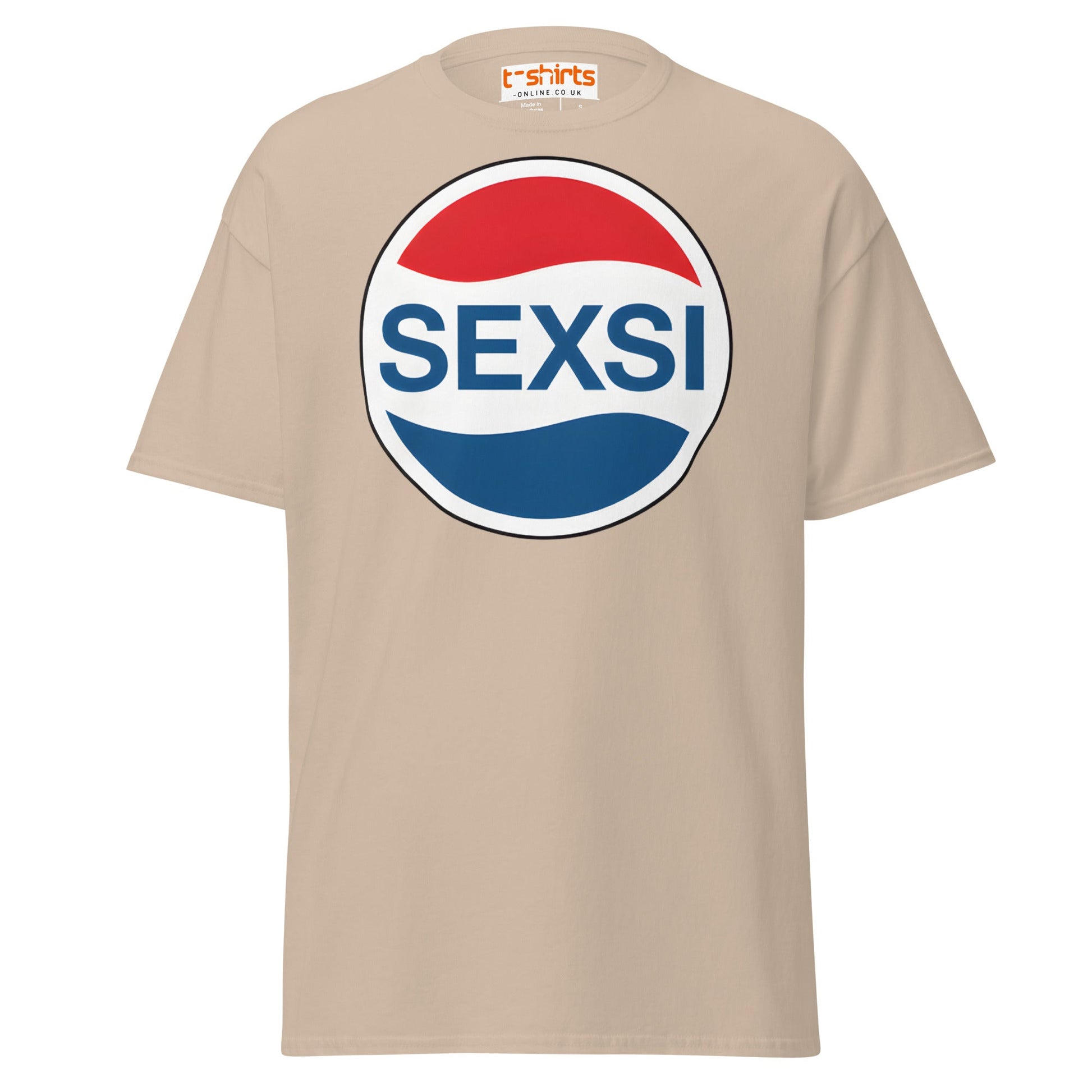 SEXSI Parody Logo T-Shirt – Funny Adult Humor Tee - Sand - T-Shirts Online