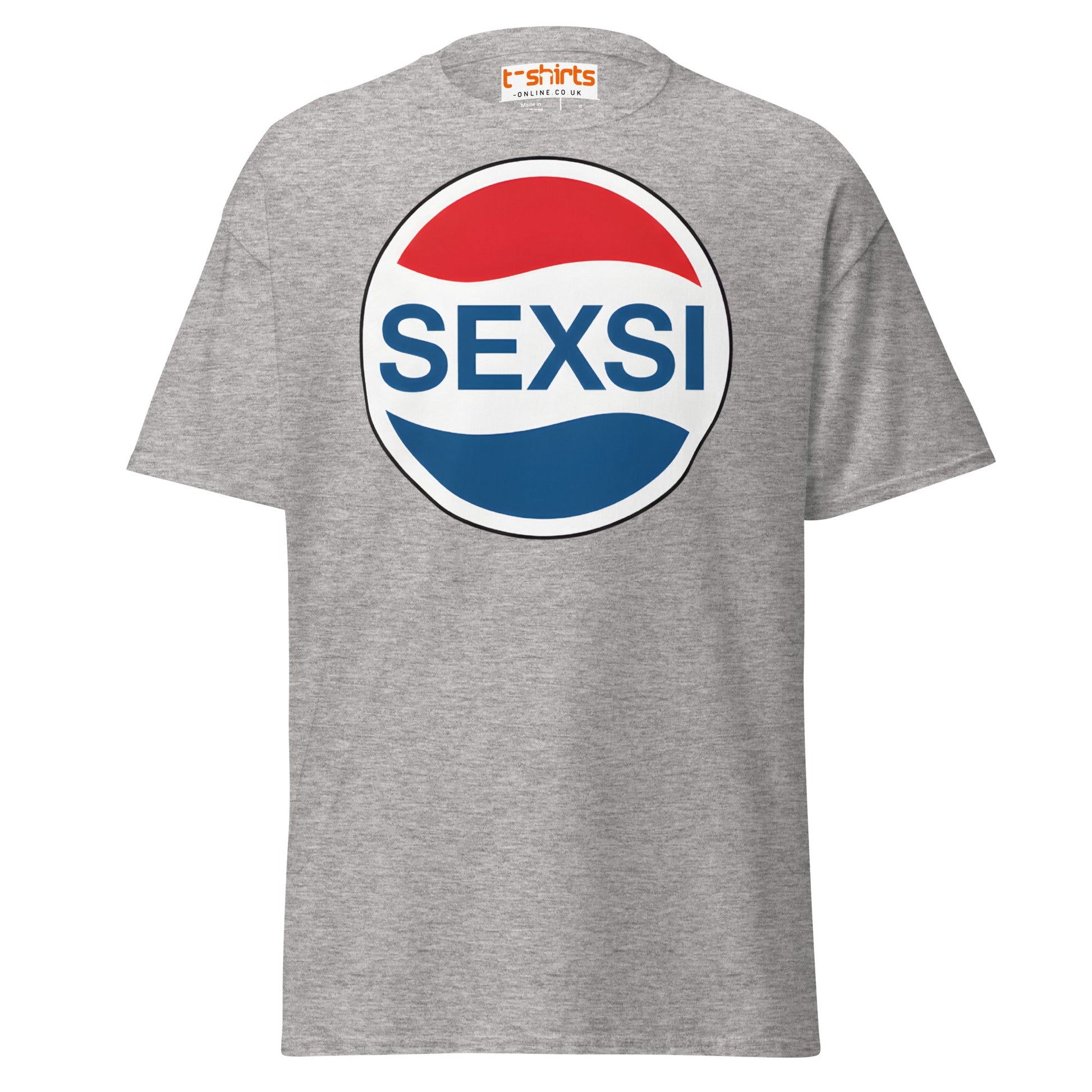 SEXSI Parody Logo T-Shirt – Funny Adult Humor Tee - Sport Grey - T-Shirts Online