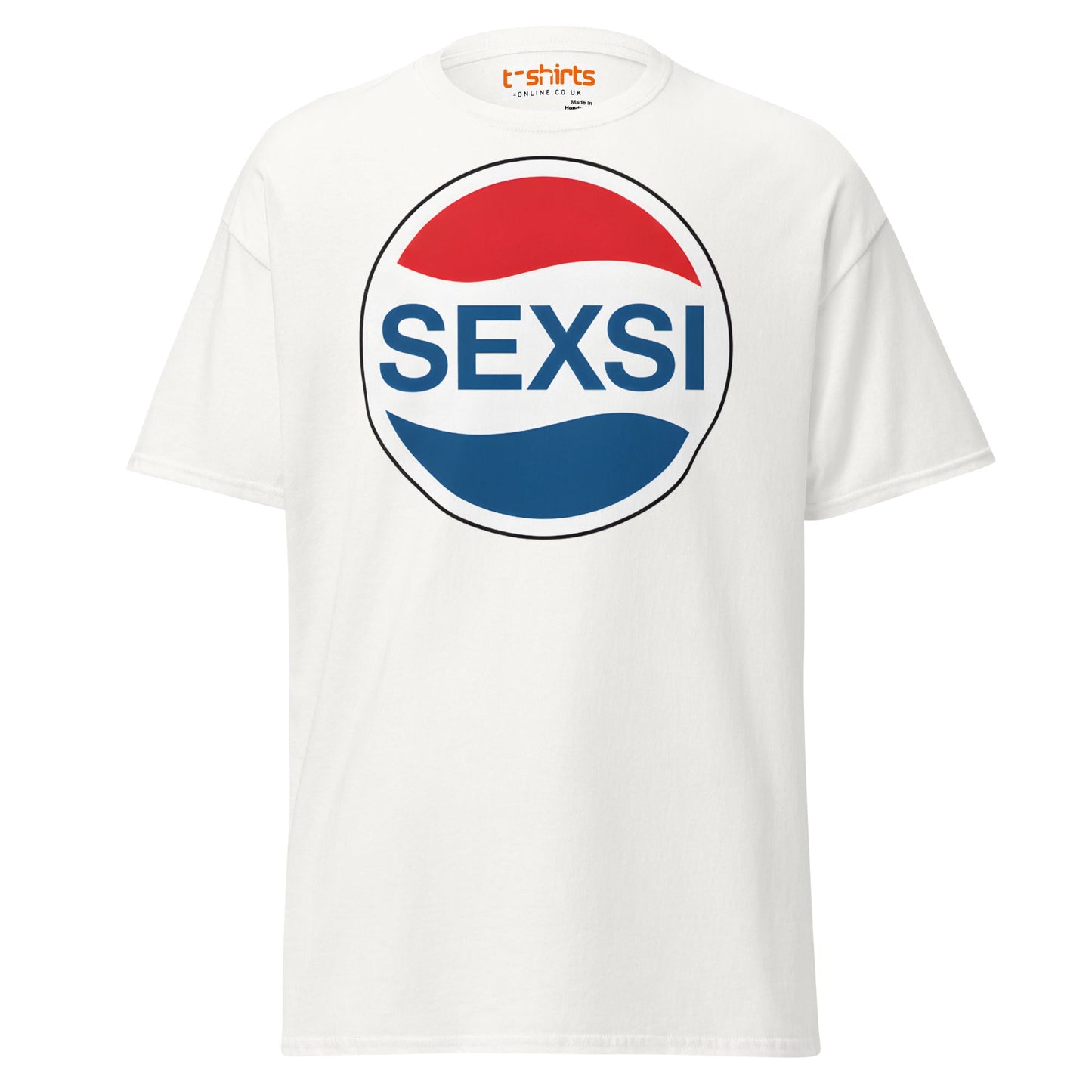 SEXSI Parody Logo T-Shirt – Funny Adult Humor Tee - White - T-Shirts Online