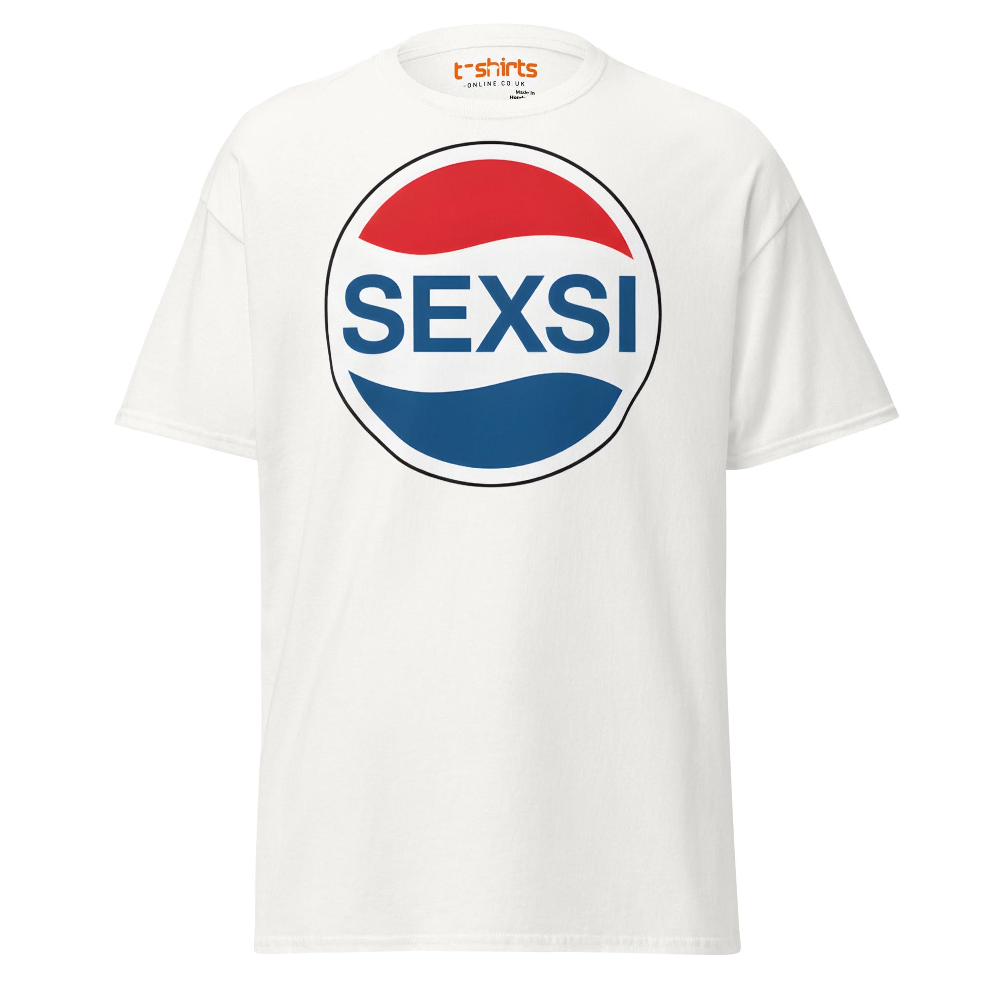 SEXSI Parody Logo T-Shirt – Funny Adult Humor Tee - White - T-Shirts Online