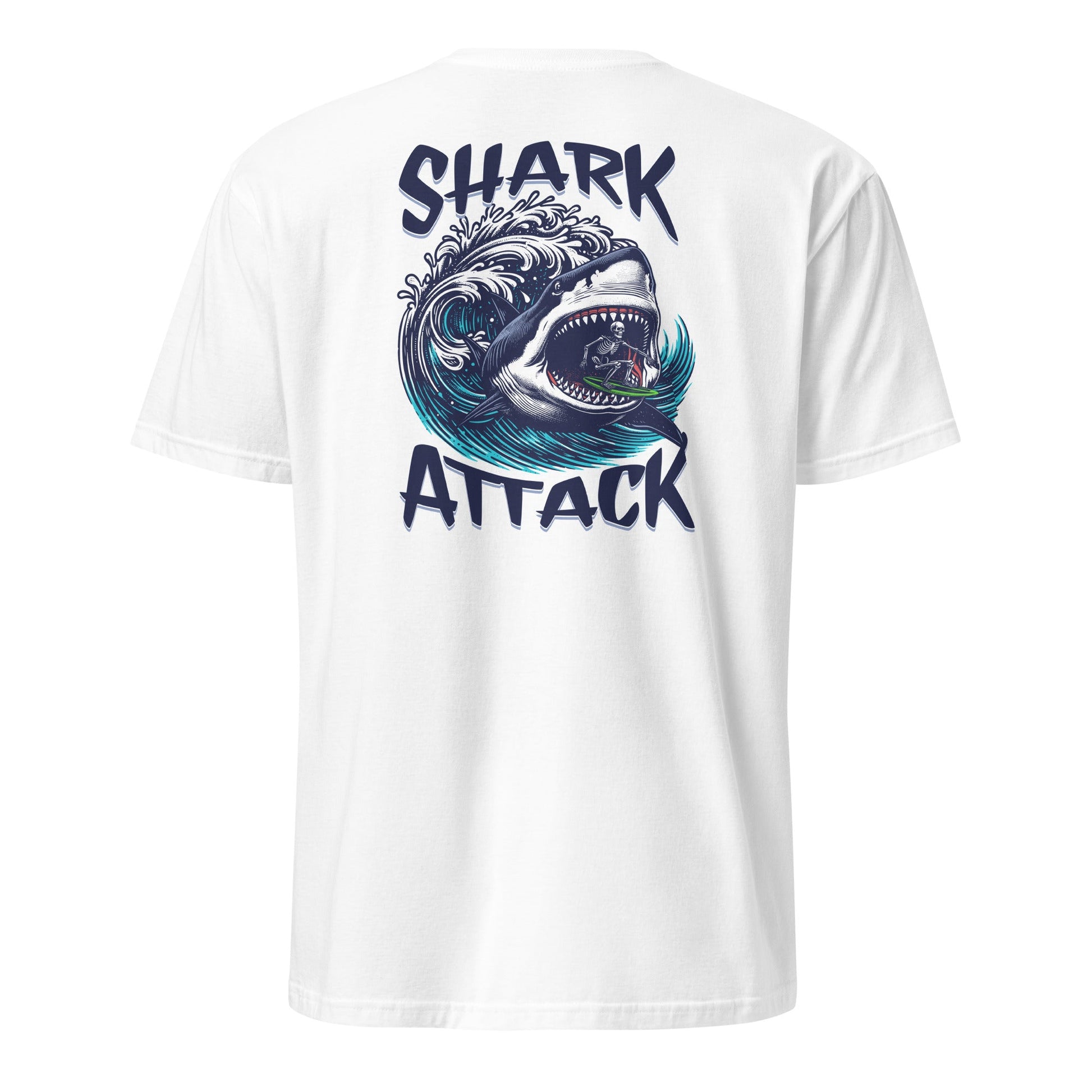 Shark Attack T-Shirt - Beachwear Tee - White - T-Shirts Online