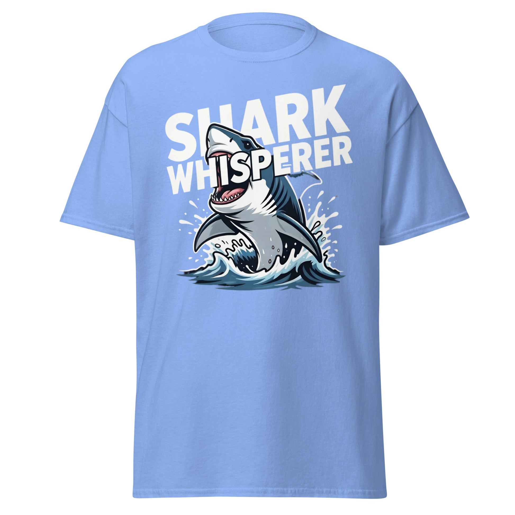 Shark Whisperer T-Shirt - Funny Great White Graphic Tee - Carolina Blue - T-Shirts Online