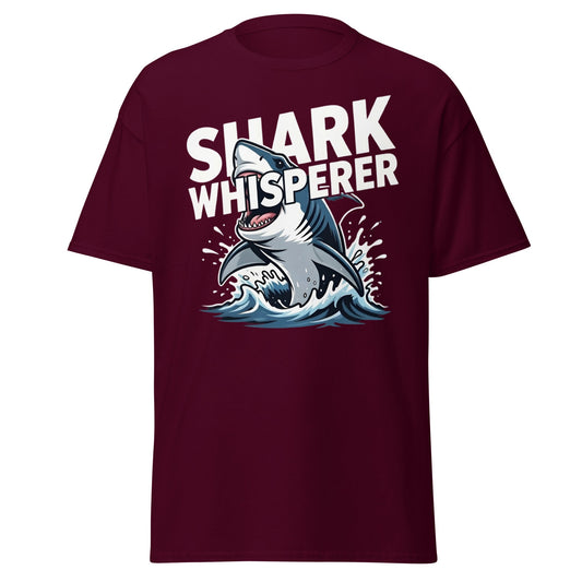 Shark Whisperer T-Shirt - Funny Great White Graphic Tee - Maroon - T-Shirts Online